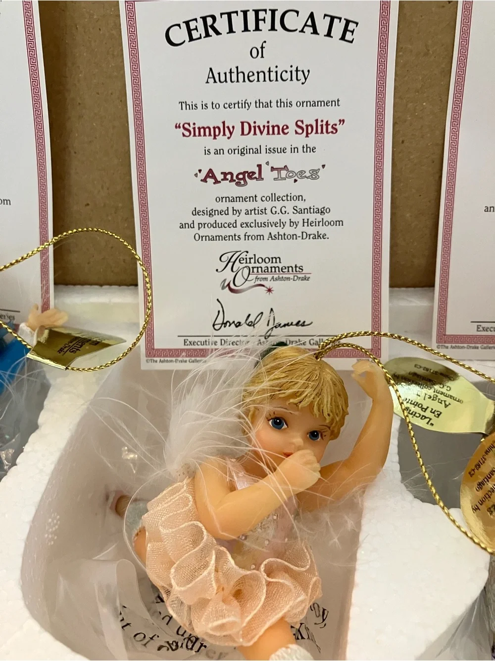 Ashton Drake collectible set of 3 Angel Toes ornaments
